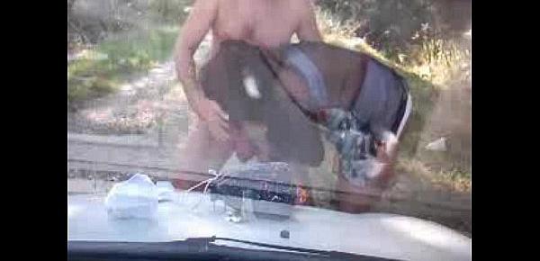  Busty cheating wife gets out of the car and sucks cock